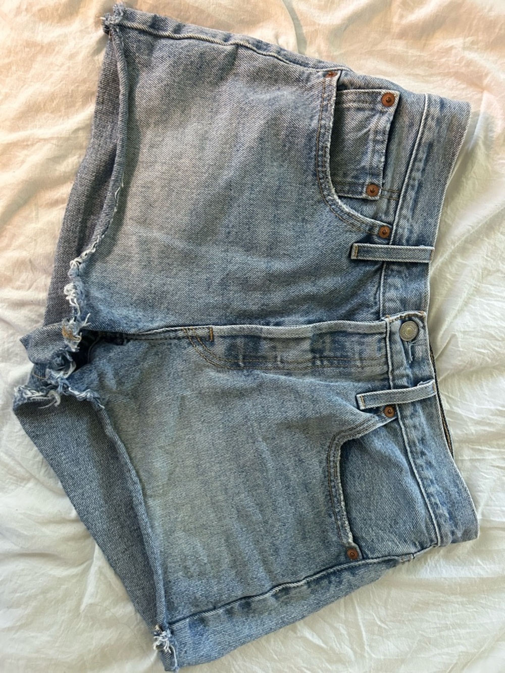 Levi's Light Blue High-Rise Denim Shorts, Size 28